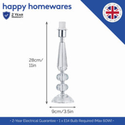 Happy Homewares Contemporary Transparent K9 Crystal Glass Table Lamp Base With Faceted Spheres - thumbnail 4