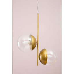 Orsina Twin Globe Ceiling Pendant In Gold Metal, Vertical Hanging Light Fixture, Slim Gold Pendant Light Lamp - thumbnail 4