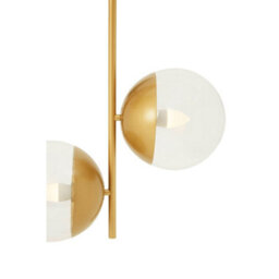 Orsina Twin Globe Ceiling Pendant In Gold Metal, Vertical Hanging Light Fixture, Slim Gold Pendant Light Lamp - thumbnail 5