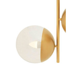 Orsina Twin Globe Ceiling Pendant In Gold Metal, Vertical Hanging Light Fixture, Slim Gold Pendant Light Lamp - thumbnail 6