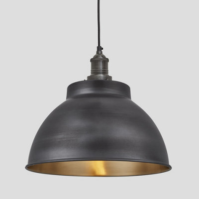 Industville Brooklyn Dome Pendant, 13 Inch, Pewter & Brass, Pewter Holder - image 1