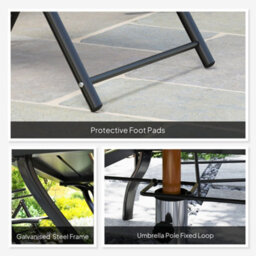 Wyld Haus Mamoka 7-Piece Outdoor Dining Set - Rectangular Table With 6 Folding Grey Mesh Chairs And Parasol Hole - thumbnail 8