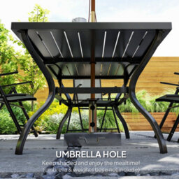 Wyld Haus Mamoka 7-Piece Outdoor Dining Set - Rectangular Table With 6 Folding Grey Mesh Chairs And Parasol Hole - thumbnail 6