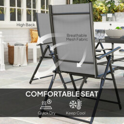 Wyld Haus Mamoka 7-Piece Outdoor Dining Set - Rectangular Table With 6 Folding Grey Mesh Chairs And Parasol Hole - thumbnail 7