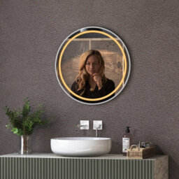 Royal Bathrooms Capri 600 X 600mm Round Front Lit Led Framed Bathroom Led Mirror With Demister Pad - Chrome - thumbnail 9