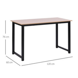 Homcom Computer Desk Dining Table Writing Table With Metal Frame, Black - thumbnail 3