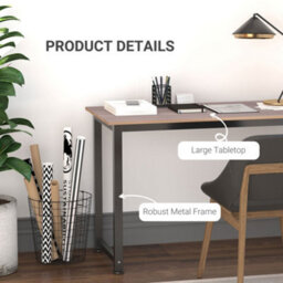 Homcom Computer Desk Dining Table Writing Table With Metal Frame, Black - thumbnail 5