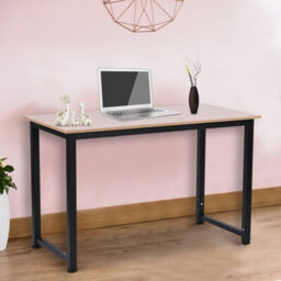 Homcom Computer Desk Dining Table Writing Table With Metal Frame, Black - thumbnail 1