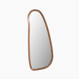 Furniturebox Uk Yomi Walnut Wood Large 120X50Cm Pebble Wall Mirror