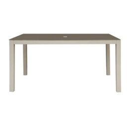 Loops 1.5M Garden Dining Table & Parasol Hole - Light Grey Aluminium Glass Top Outdoor - thumbnail 8