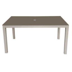 Loops 1.5M Garden Dining Table & Parasol Hole - Light Grey Aluminium Glass Top Outdoor - thumbnail 9