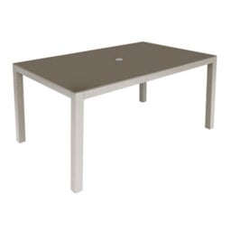 Loops 1.5M Garden Dining Table & Parasol Hole - Light Grey Aluminium Glass Top Outdoor - thumbnail 7