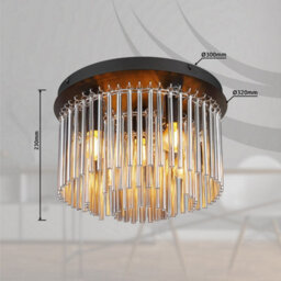 Luminosa Lighting Luminosa Gorley Ceiling Light Matt Black Smoke Glass Shade 5X E14 - thumbnail 5