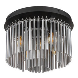 Luminosa Lighting Luminosa Gorley Ceiling Light Matt Black Smoke Glass Shade 5X E14 - thumbnail 2