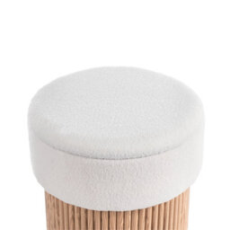 Wyld And Coco Nordicnest Storage Pouffe - Off-White Boucle Upholstered Round Seat With Light Wood Base, 50Cm. - thumbnail 6