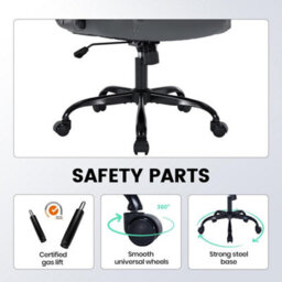 Leather Office Chair With Flip Up Arms, Lumbar Support,tilt Lock Grey - thumbnail 5