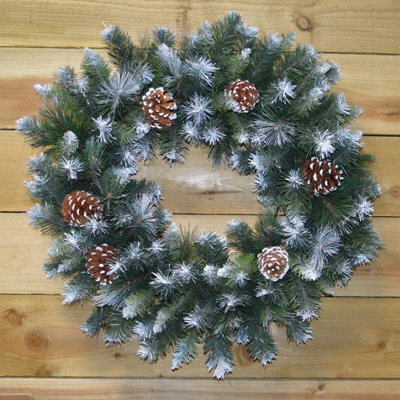 Samuel Alexander 60Cm Frosted Glacier Snow Tipped Christmas Wreath With Pine Cones - image 1