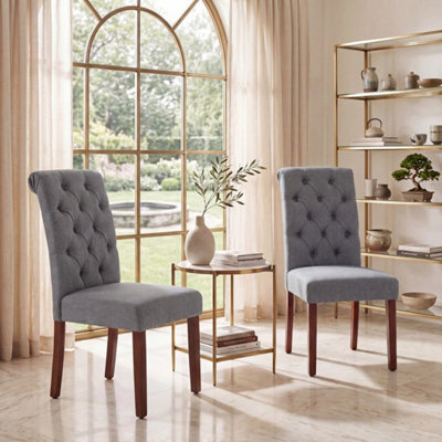2 Pack Button Tufted Dining Chairs With Backrest Upholstered Dining Room Chairs - image 1