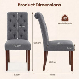 2 Pack Button Tufted Dining Chairs With Backrest Upholstered Dining Room Chairs - thumbnail 2