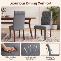 2 Pack Button Tufted Dining Chairs With Backrest Upholstered Dining Room Chairs - thumbnail 6