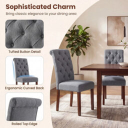 2 Pack Button Tufted Dining Chairs With Backrest Upholstered Dining Room Chairs - thumbnail 5