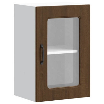 Berkfield Durable Kitchen Wall Cabinet With Glass Door Kalmar Brown Oak Engineered Wood
