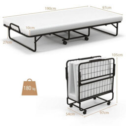 Folding Bed Rollaway Guest Bed Fold Up Sleeper Bed W/ 10Cm Memory Foam Mattress - thumbnail 2