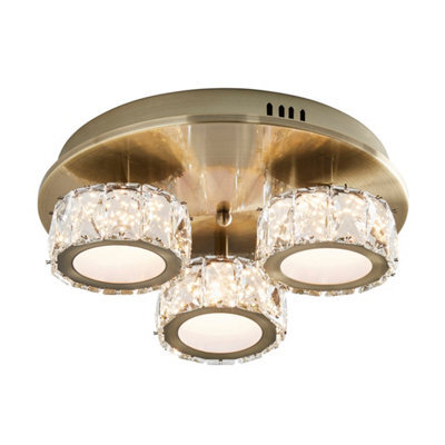 Pagazzi Lighting Dilan 3 Light Antique Brass Led Flush Ceiling Light - image 1