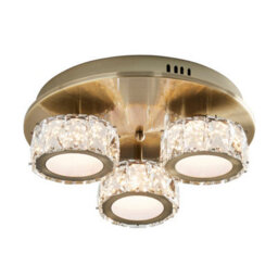 Pagazzi Lighting Dilan 3 Light Antique Brass Led Flush Ceiling Light - thumbnail 1