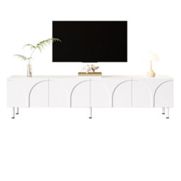 Btm 3D Curved Lines, Tv Cabinet Lowboard, Four Doors, Two Separate Storage Compartments, Metal Legs, Living Room - thumbnail 8