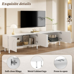 Btm 3D Curved Lines, Tv Cabinet Lowboard, Four Doors, Two Separate Storage Compartments, Metal Legs, Living Room - thumbnail 4