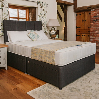 Divan Base Direct Paris Comfort Orthopaedic Sprung Divan Bed Set 5Ft King 4 Drawers Continental - Naples Slate - image 1
