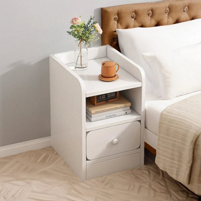 1 Drawer & 2 Shelves Small Storage Cabinet Unit Stand Cupboard Drawer Organiser Bedside Nightstand - image 1