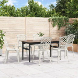 Berkfield Garden Chairs 6 Pcs Cast Aluminium White - thumbnail 1