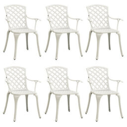 Berkfield Garden Chairs 6 Pcs Cast Aluminium White - thumbnail 2