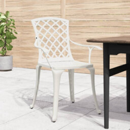 Berkfield Garden Chairs 6 Pcs Cast Aluminium White - thumbnail 3