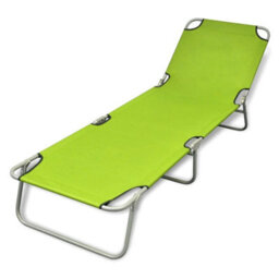 Walplus Folding Sun Lounger Powder-Coated Steel Apple Green - thumbnail 1