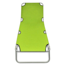 Walplus Folding Sun Lounger Powder-Coated Steel Apple Green - thumbnail 2