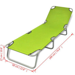 Walplus Folding Sun Lounger Powder-Coated Steel Apple Green - thumbnail 6