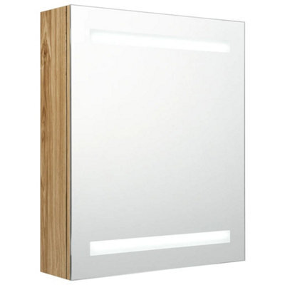 Berkfield Stylish Led Bathroom Mirror Cabinet Oak 50X14X60 Cm - image 1