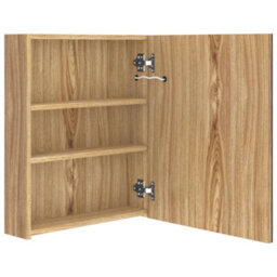 Berkfield Stylish Led Bathroom Mirror Cabinet Oak 50X14X60 Cm - thumbnail 5