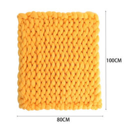 Living And Home Light Yellow Soft Chunky Knitted Throw Bed Blankets Sofa Handwoven 100Cm L X 80Cm W - thumbnail 5