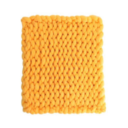 Living And Home Light Yellow Soft Chunky Knitted Throw Bed Blankets Sofa Handwoven 100Cm L X 80Cm W - thumbnail 4