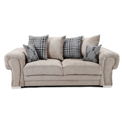Furnishings For Less UK Milan Fabric 3 Seater Sofa Mink Fabric Scatter Back Chesterfield Style - image 1