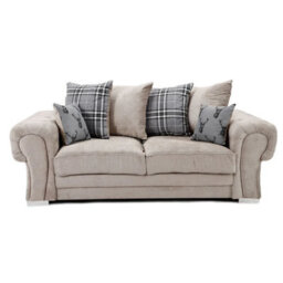 Furnishings For Less UK Milan Fabric 3 Seater Sofa Mink Fabric Scatter Back Chesterfield Style - thumbnail 1
