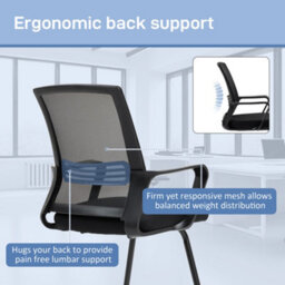 Homcom Meeting Office Chair, Mesh Reception Chair With Sled Base, Black - thumbnail 4