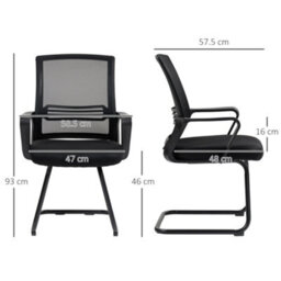 Homcom Meeting Office Chair, Mesh Reception Chair With Sled Base, Black - thumbnail 3