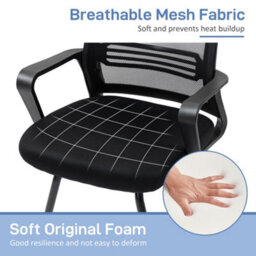 Homcom Meeting Office Chair, Mesh Reception Chair With Sled Base, Black - thumbnail 5