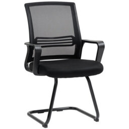 Homcom Meeting Office Chair, Mesh Reception Chair With Sled Base, Black - thumbnail 2