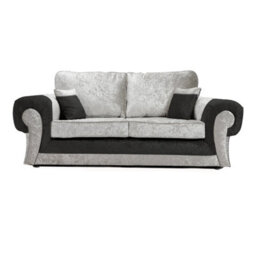 Furnishings For Less UK Chelsea Black And Silver Crushed Velvet Large 3 + 2 Seater Sofa Set Rolled Arms - thumbnail 2
